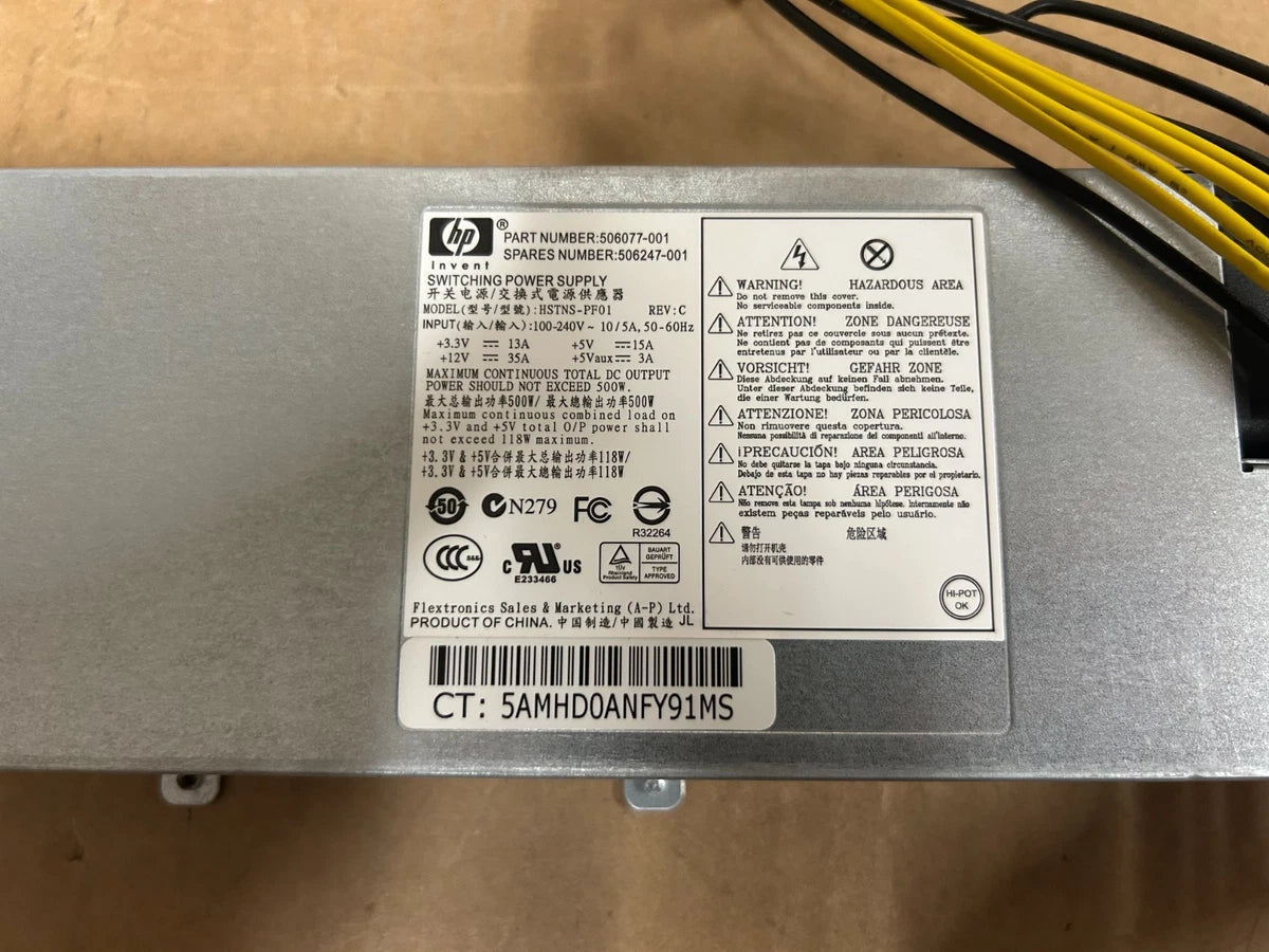 Server Power Supplies HP 506247-001 506077-001 500W ATX HSTNS-PF01 ATX 24-PIN