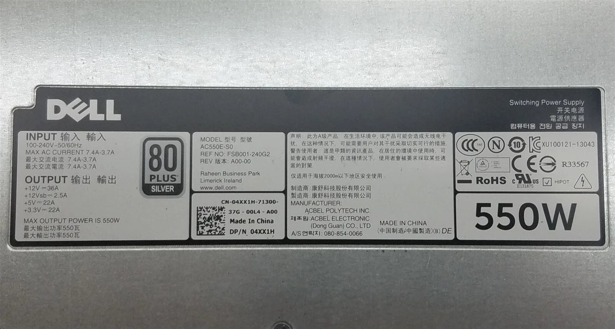 Dell PowerEdge Server R320 R420 AC550E-S0 4XX1H 04XX1H 550W Power Supply PSU|365013016569
