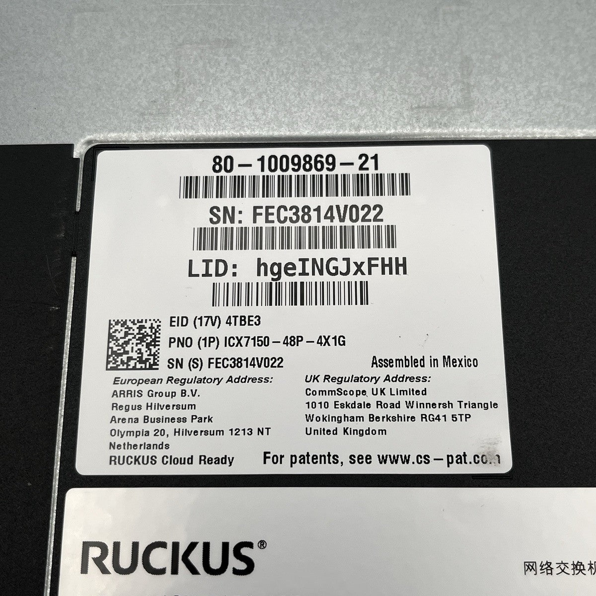 NEW!! Ruckus ICX 7150-48P Switch 48 Port Rack Mountable PoE+ - ICX7150-48P-4X1G