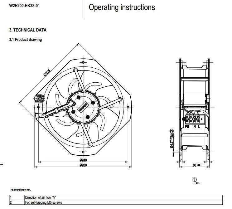 Ebm Papst Fan W2E200-HK38-01 Axial Fan 230VAC 80W Cabinet Cooling Fan 225*80MM|176288142671