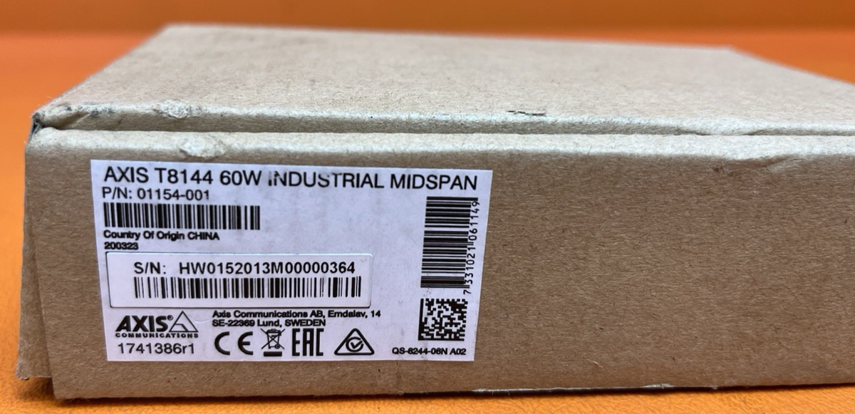 New Open Box Axis T8144 60W Industrial Midspan PoE Injector 20-60VDC 01154-001|306615625066