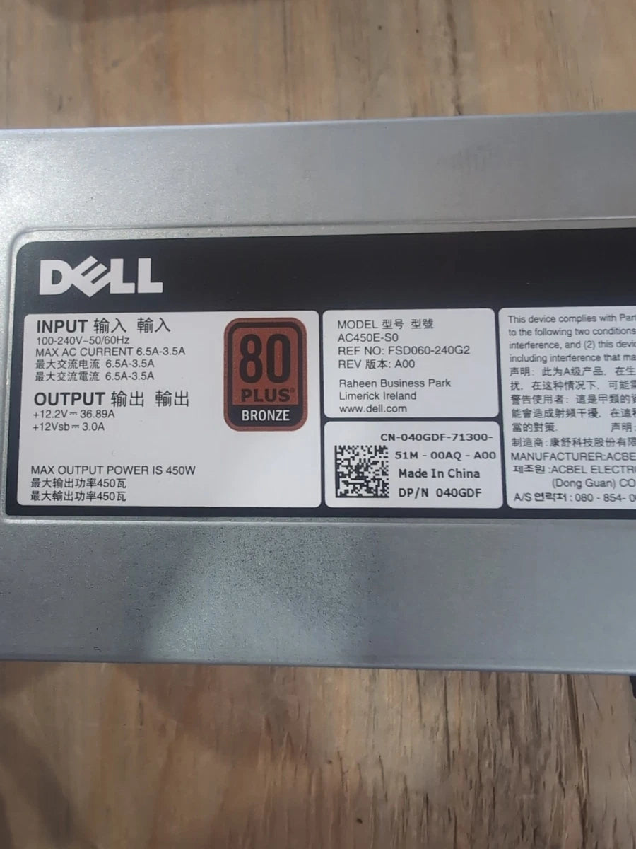 Dell PowerEdge Server T430 450W Power Supply AC450E-S0 040GDF 40GDF Located USA|336224697689