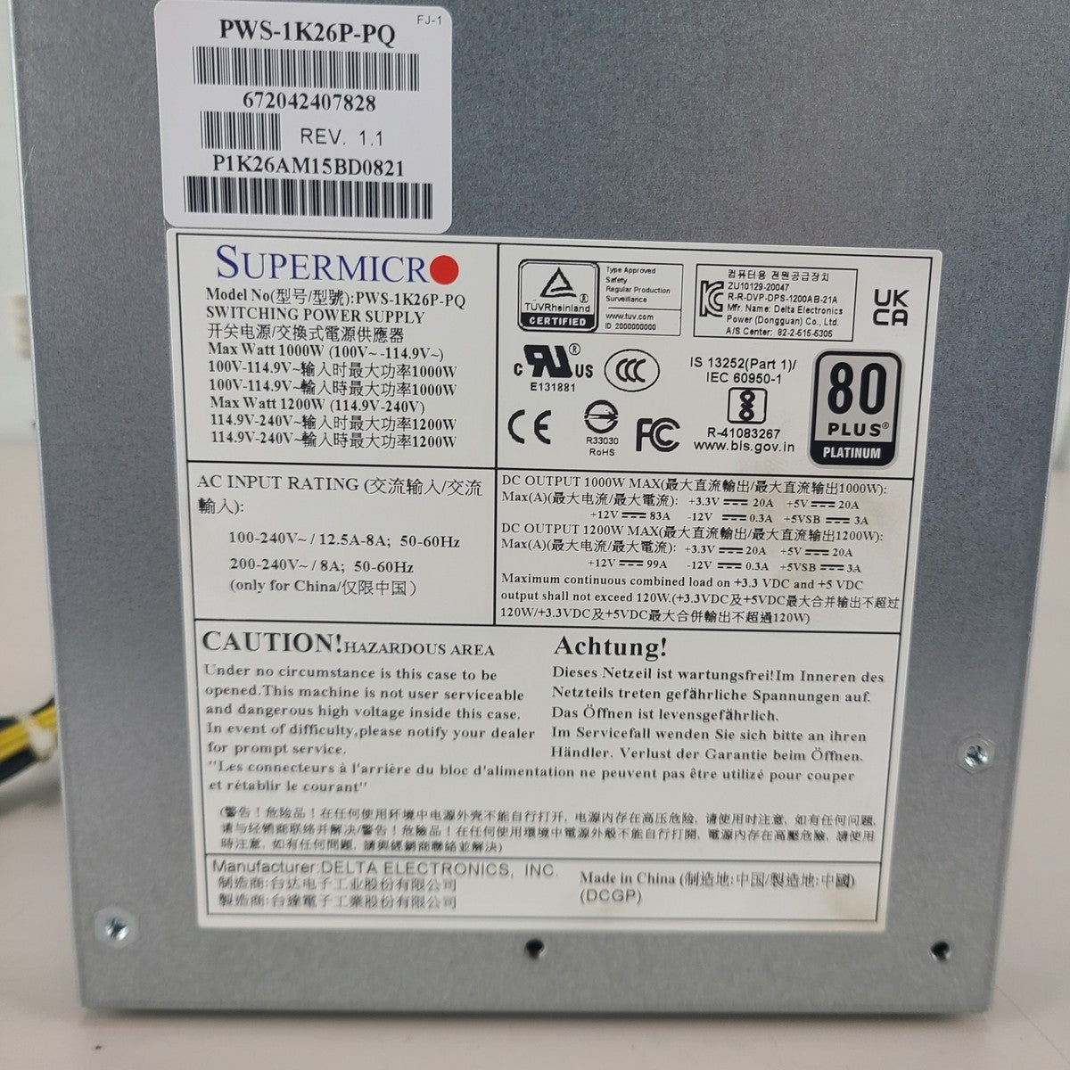 Supermicro PWS-1K26P-PQ 1000W Server Switching Power Supply|147035294558