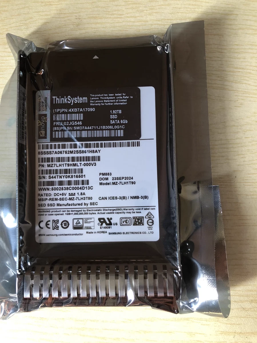 NEW Lenovo ThinkSystem 02JG546 4XB7A17090 2.5" 1.92TB SATA 6G SFF Server SSD
