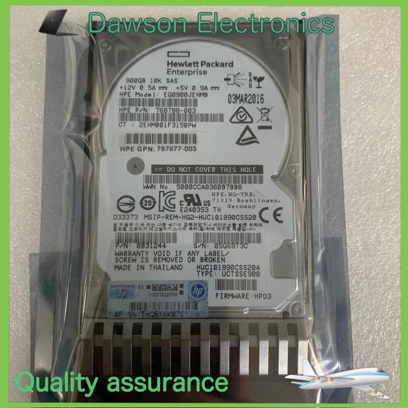 HPE J9F47A 787647-001 900GB SAS 10K 2.5in 12Gbps MSA SFF ENT HDD Hard Drive|357903384306