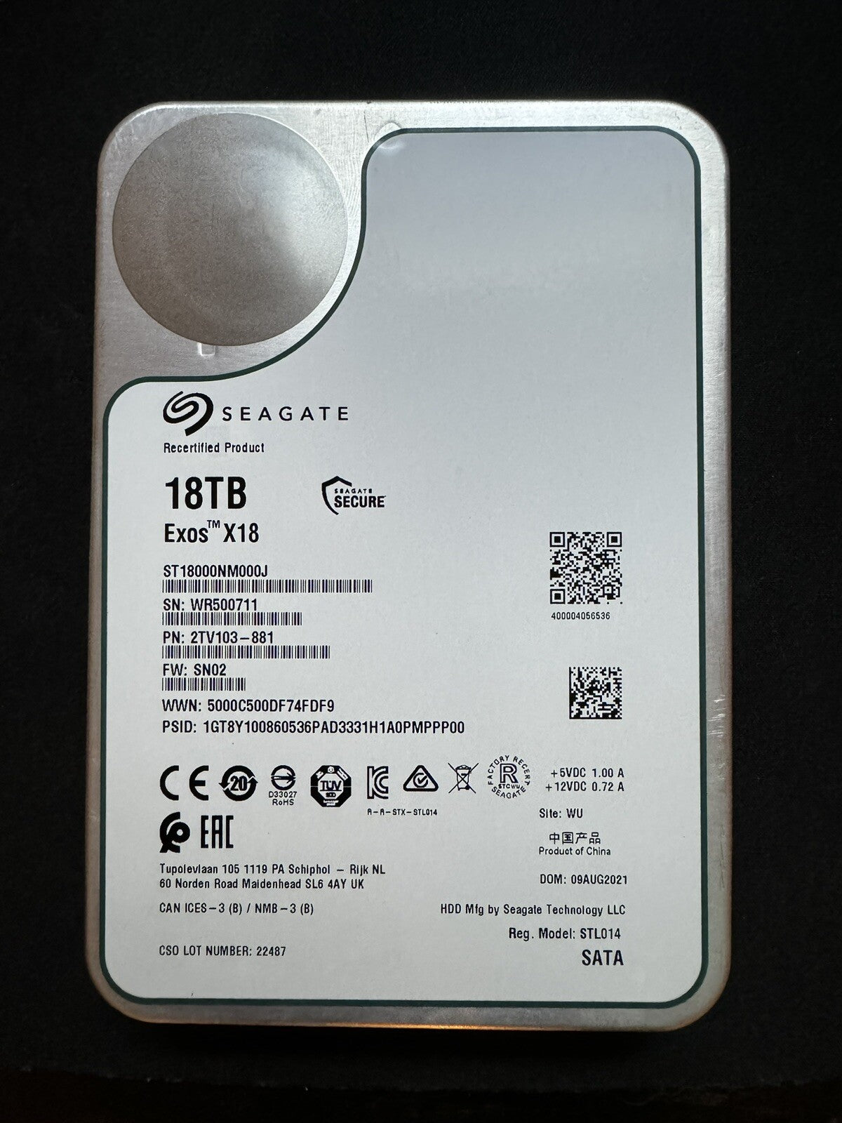ST18000NM000J Seagate 18TB Exos X18 6Gbs 256MB 35 G3D|177590033716