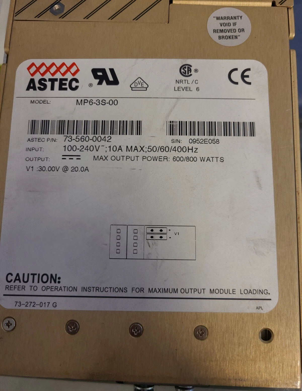 Astec Power Supply MP6-3S-00