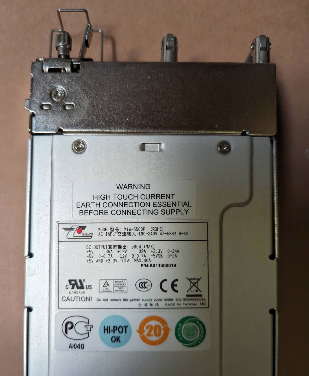 Zippy Emacs M1W-6500P Redundant Power Supply Module 500W|166375801319