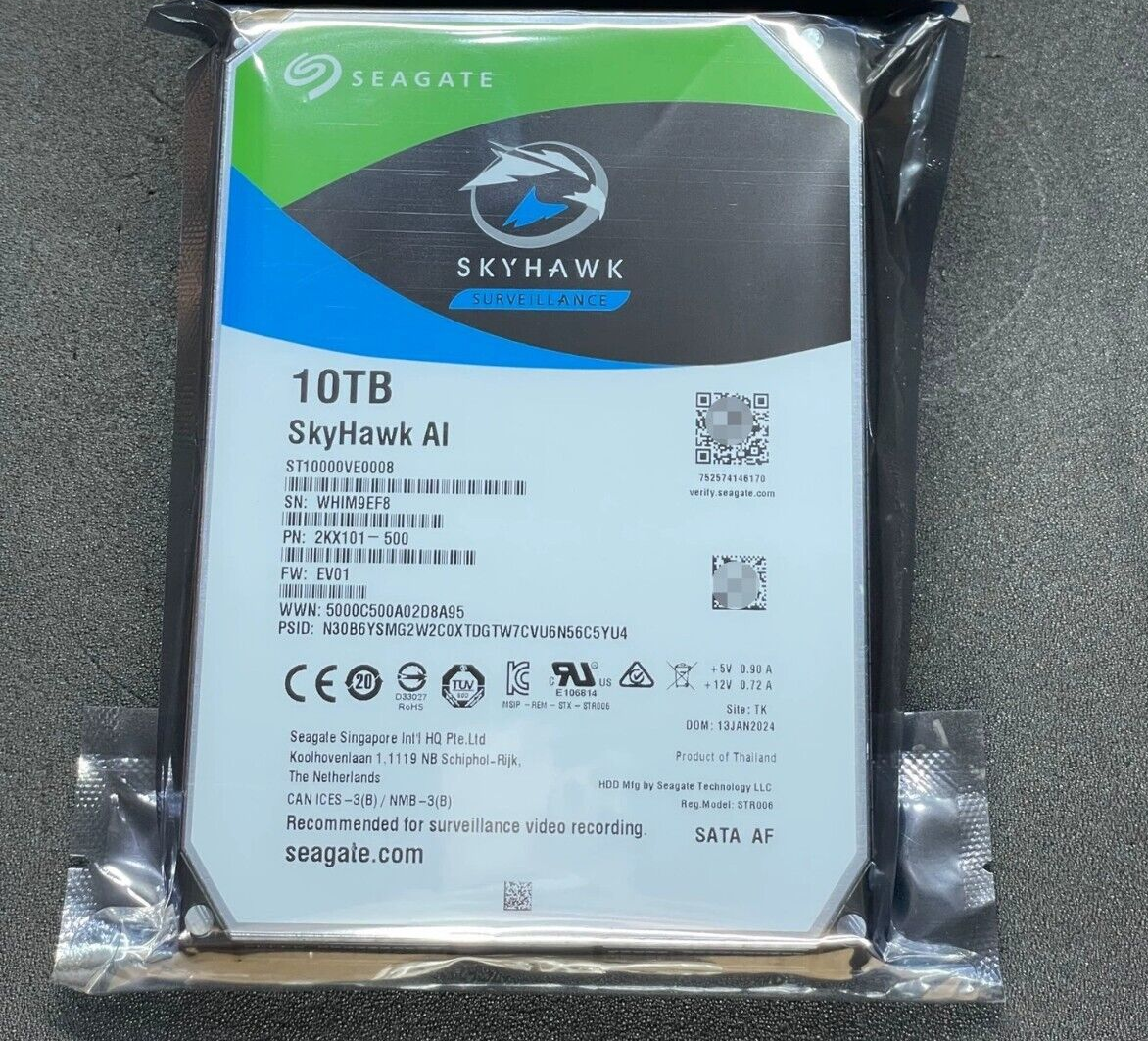 Seagate 10TB ST10000VE0008 SkyHawk AI SATAIII 3.5" 256MB Internal Hard Drive