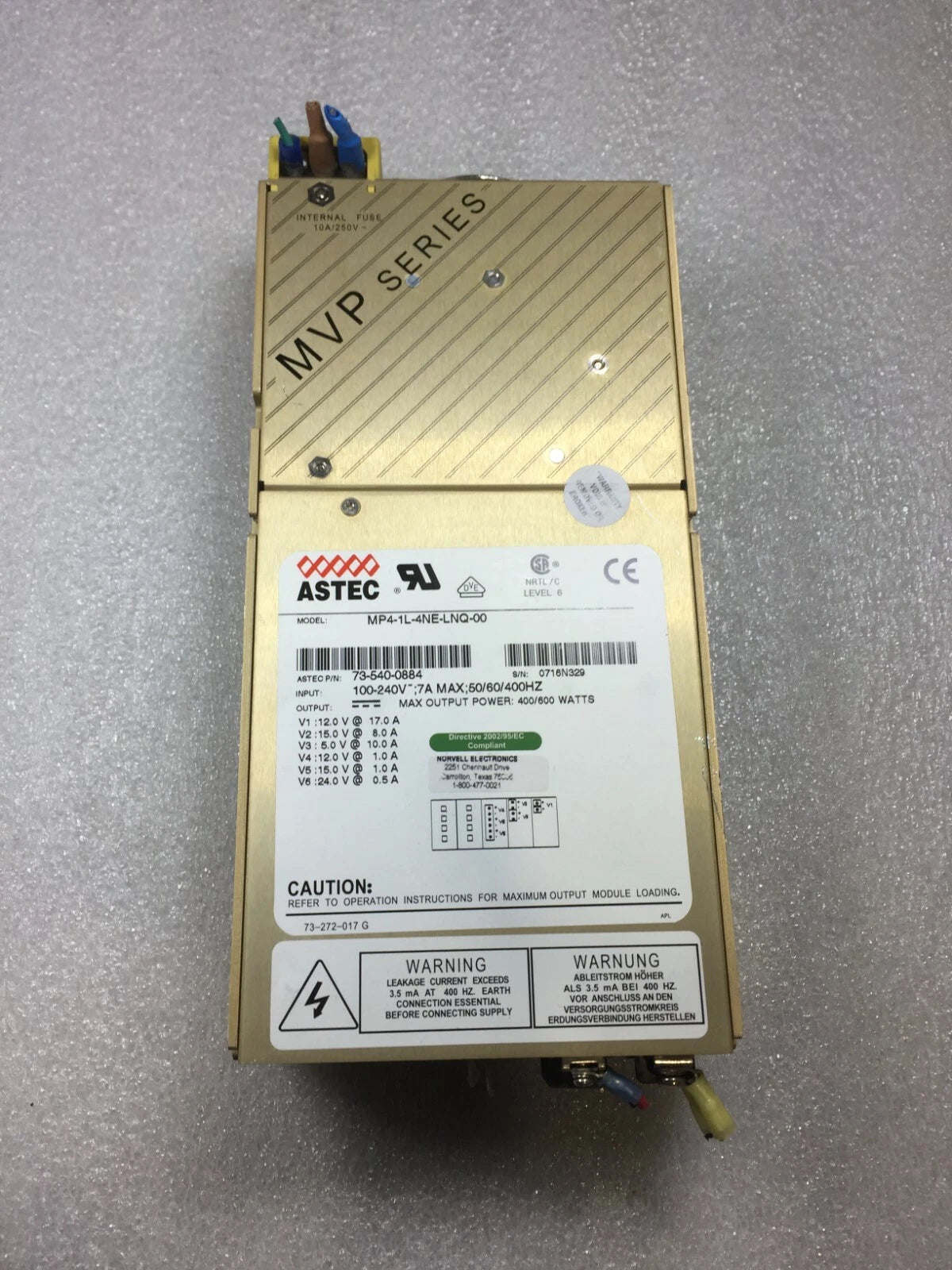 ASTEC MVP Series MP4-1L-4NE-LNQ-00 73-540-0884 Power Supply NO CABLES FREE S/H