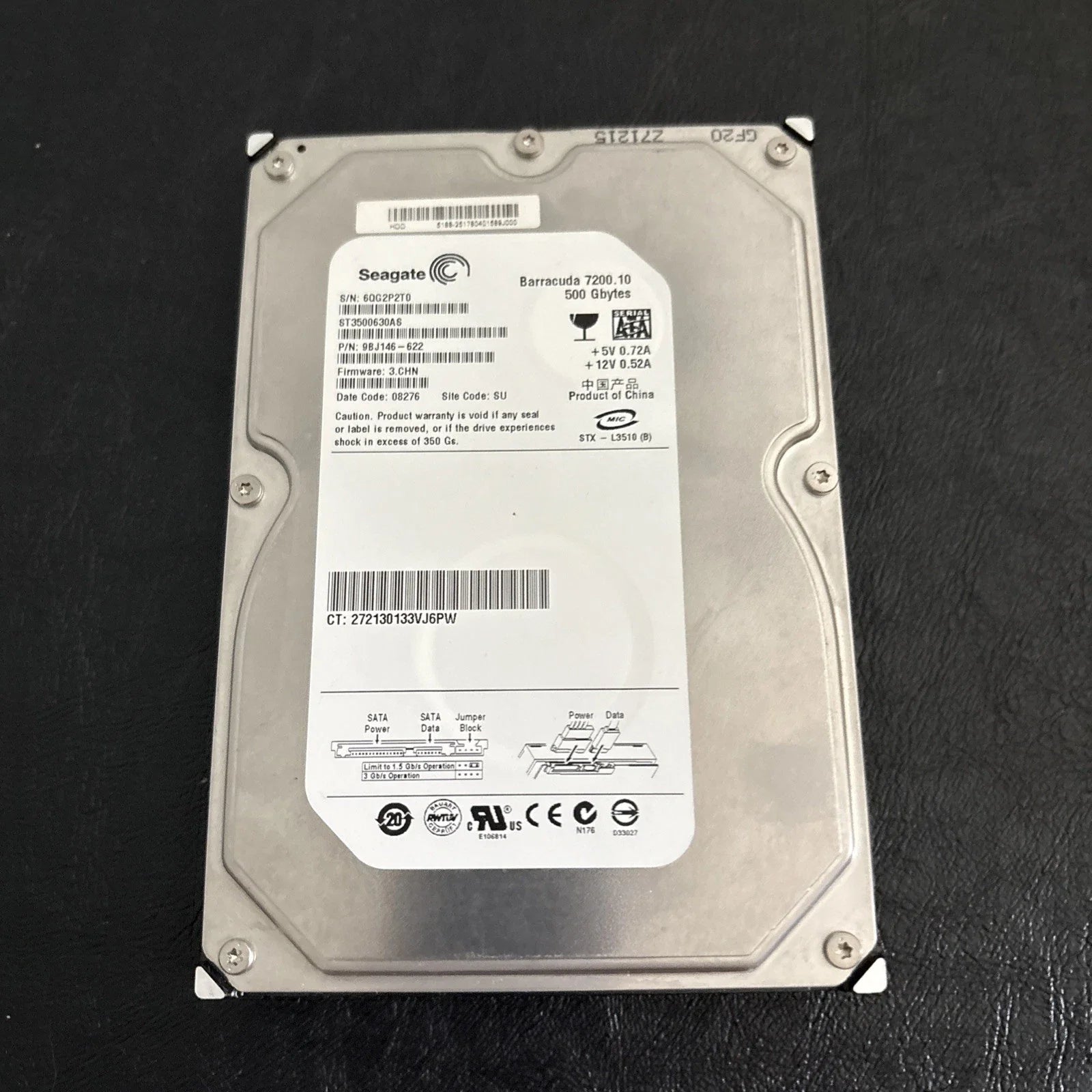 Seagate 500GB 7200.10rpm 16MB Cache SATA 3.0Gb/s Hard Drive - ST3500630AS (Like New)