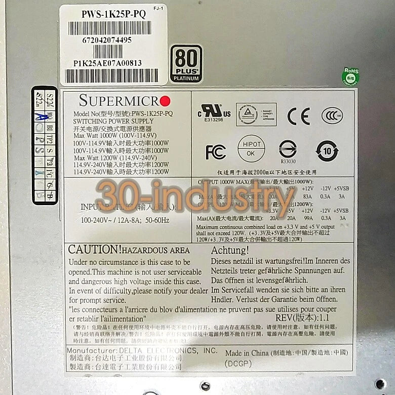 1PCS New For Super Micro Server Power Supply PWS-1K25P-PQ 1200W DPS-1200QB|305077823194