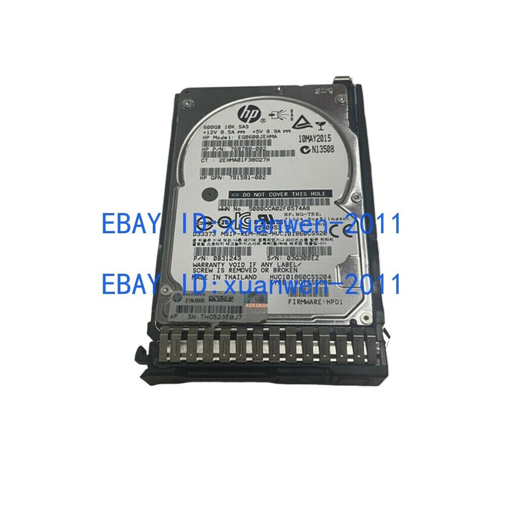781577-001 HP 600GB 12G SAS 10K SFF 2.5 SC HDD 781516-B21 768788-002 #A6-41|388659085887