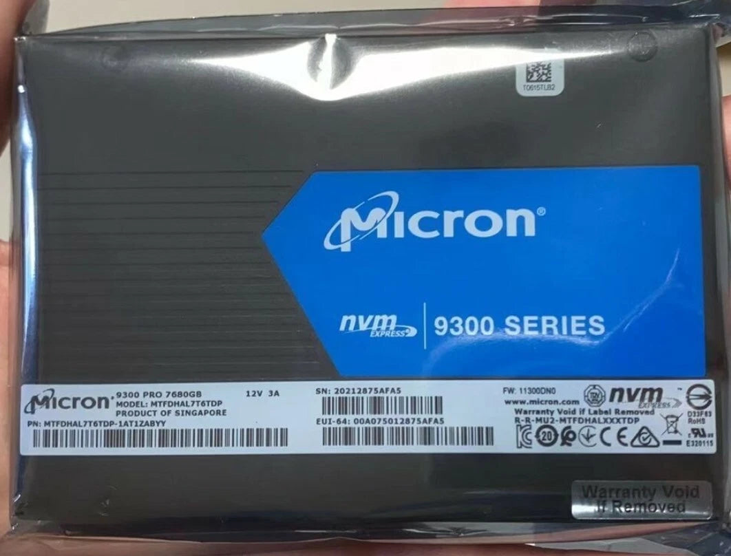Micron 9300 PRO 7.68TB Internal SSD 2.5" PCIe U.2 NVMe MTFDHAL7T6TDP-1AT1ZABYY