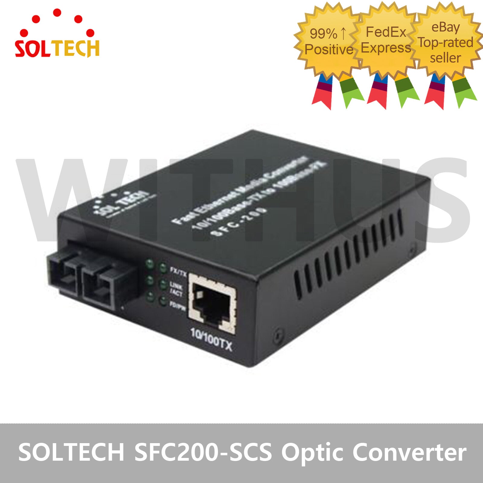 SOLTECH SFC200-SCS Fiber Optic Media Converter 10/100Mbps-TX to 100Mbps-FX_