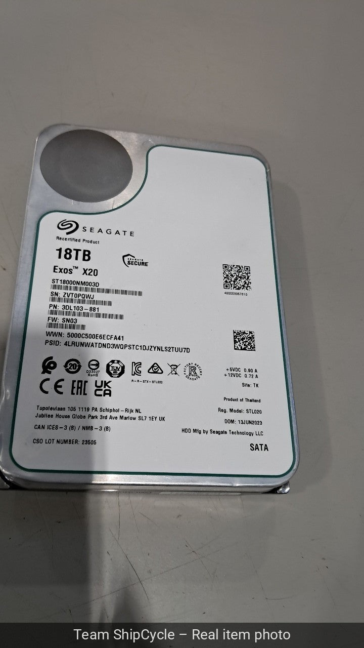 Seagate Exos X20 18TB SATA Hard Drive ST8000NM003D G2U|177620654300