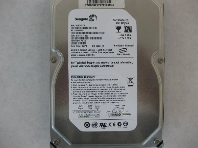 Seagate 250GB Barracuda ES Serial ATA II 7200RPM 16MB Buffer SATA Hard Drive - ST3250621NS (Like New)