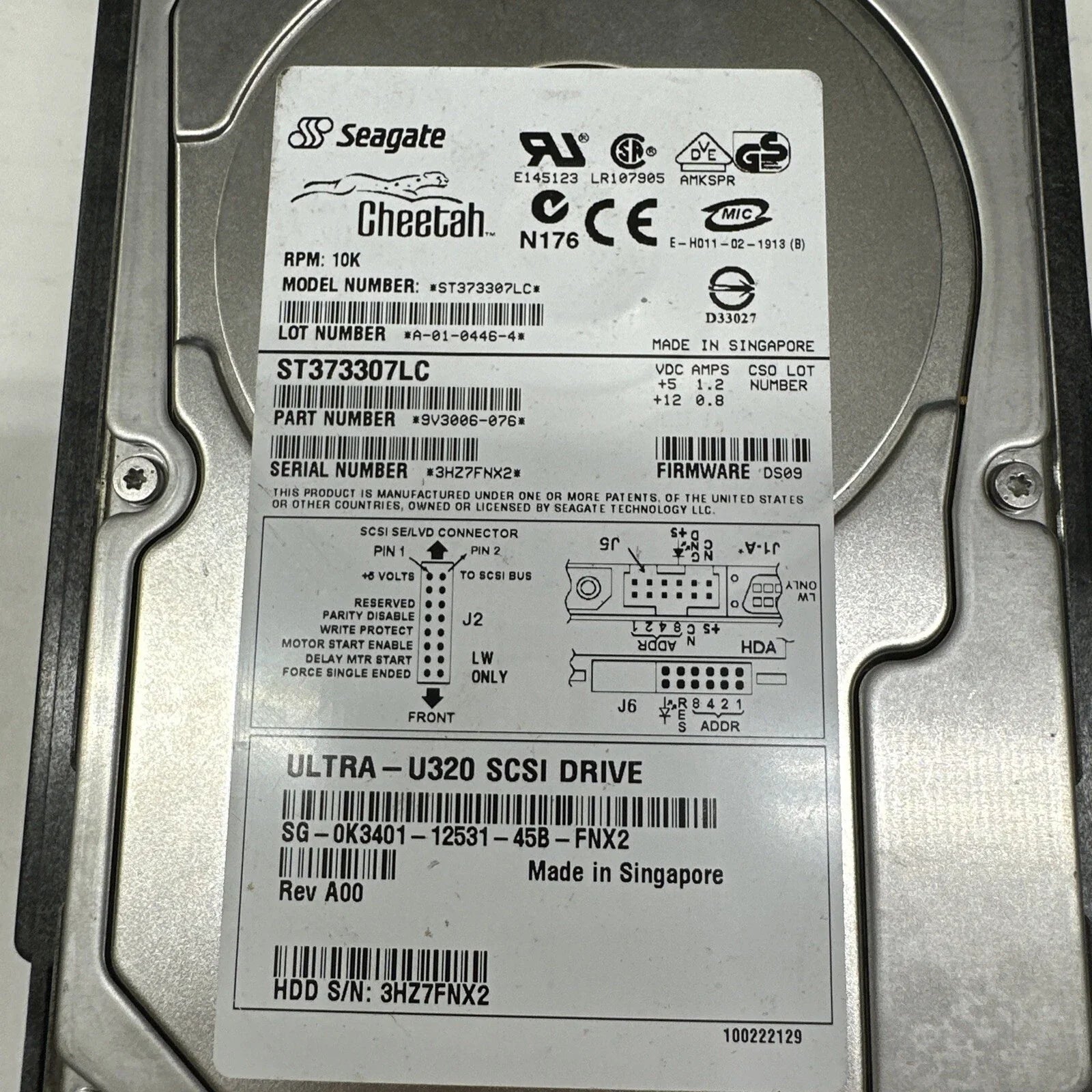 Seagate 73GB Cheetah 10K.6rpm 8MB Buffer 80pin Ultra320 hot-swap SCSI Hard Drive - ST373307LC (Used Like New)