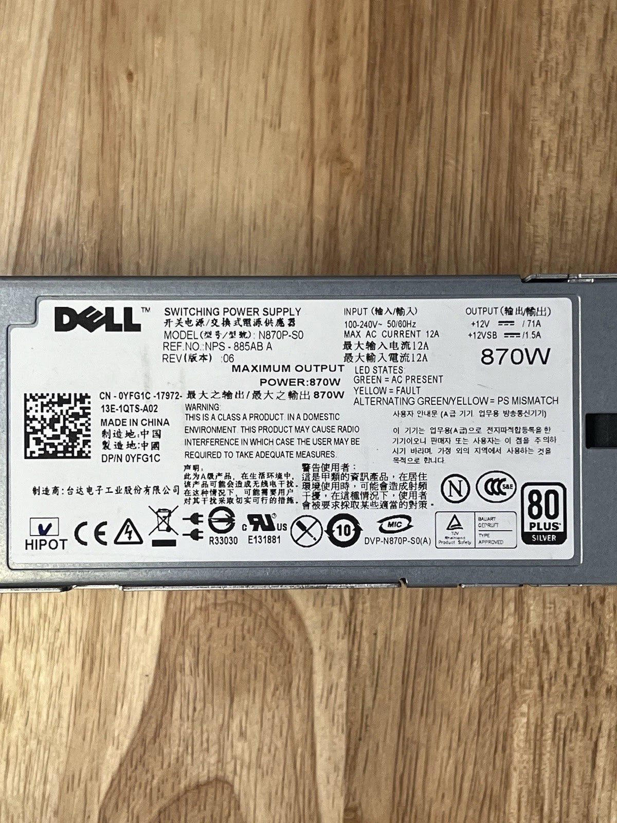 N870P-S0 Dell PowerEdge R710 T610 870W Power Supply FREE DELIVERY