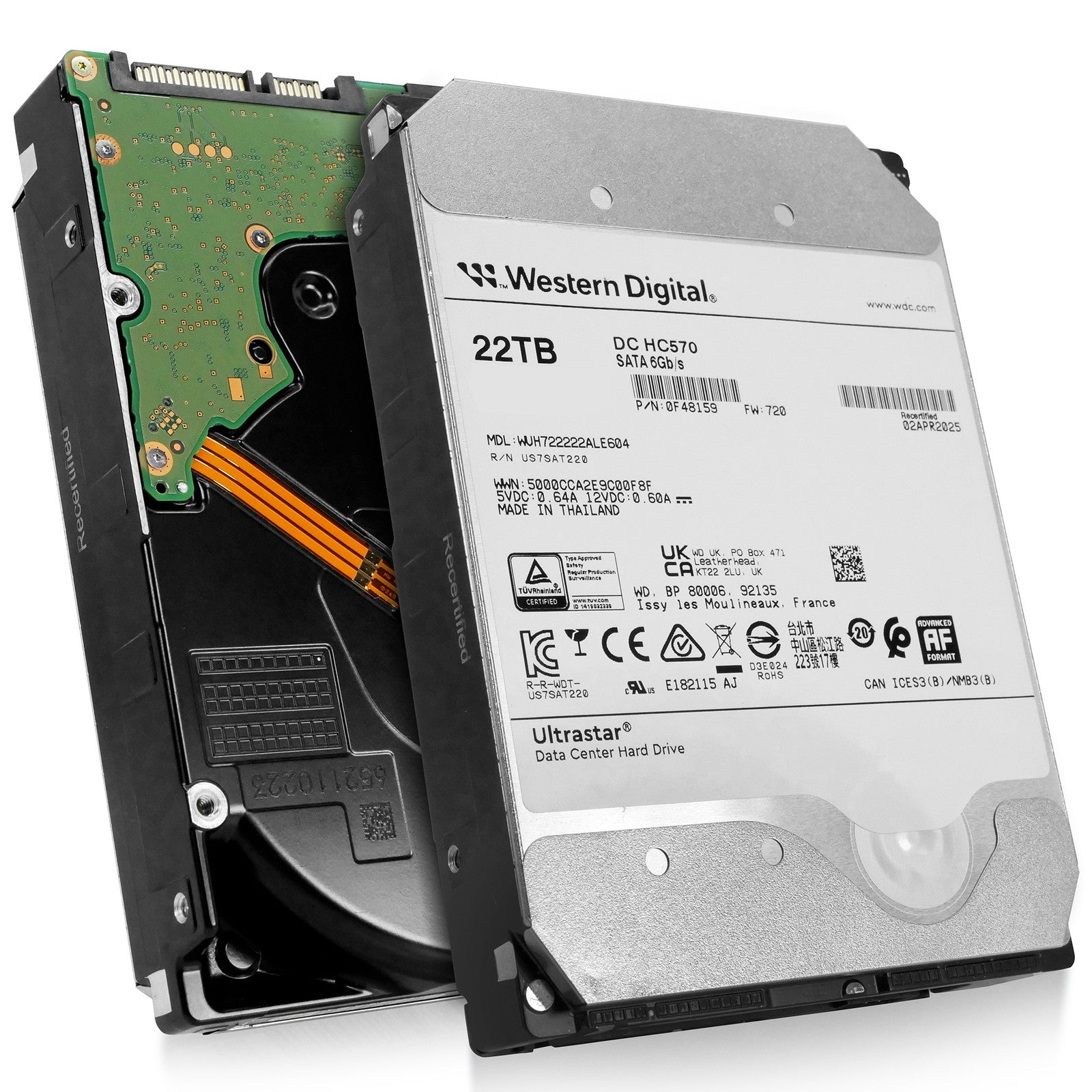 WD Ultrastar HC570 22TB WUH722222ALE604 0F48159 7.2K RPM SATA 6Gb/s 3.5" HDD|127261911965