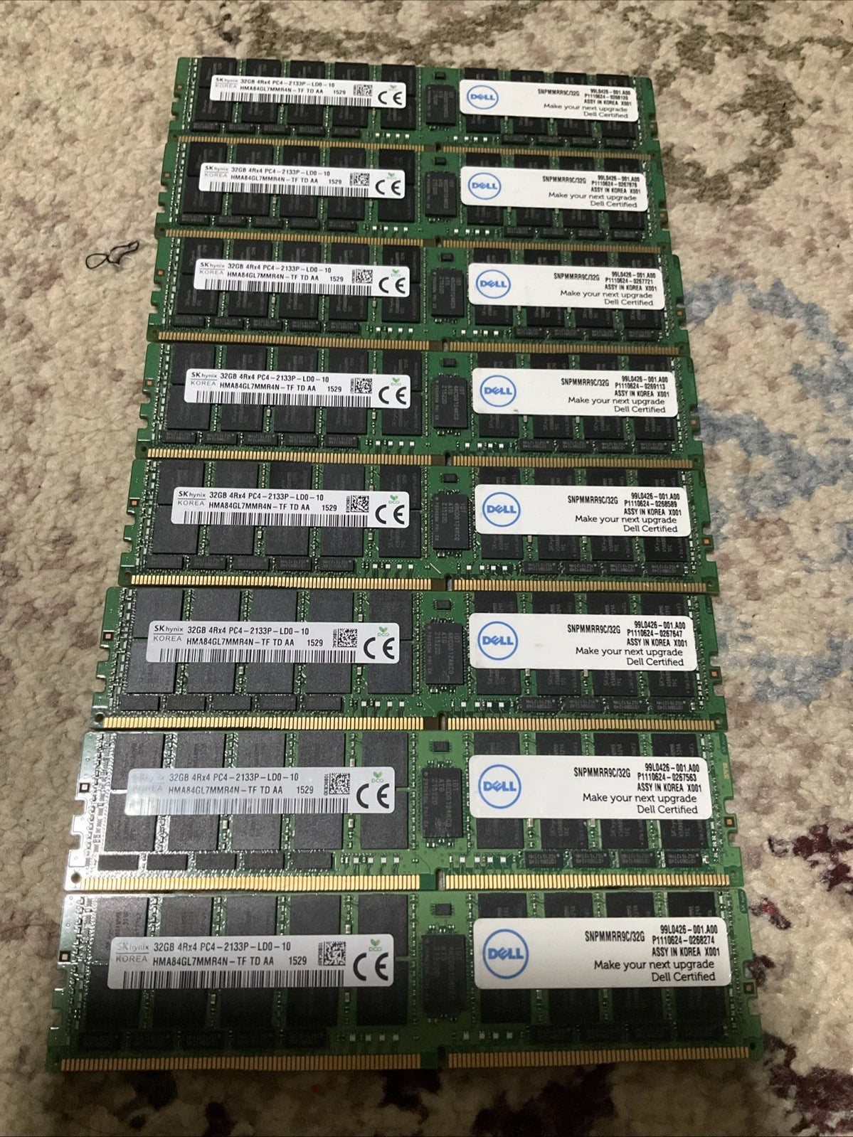 8x SK Hynix 32GB 4Rx4 PC4-2133P ECC LRDIMM Server Memory RAM (HMA84GL7MMR4N-TF