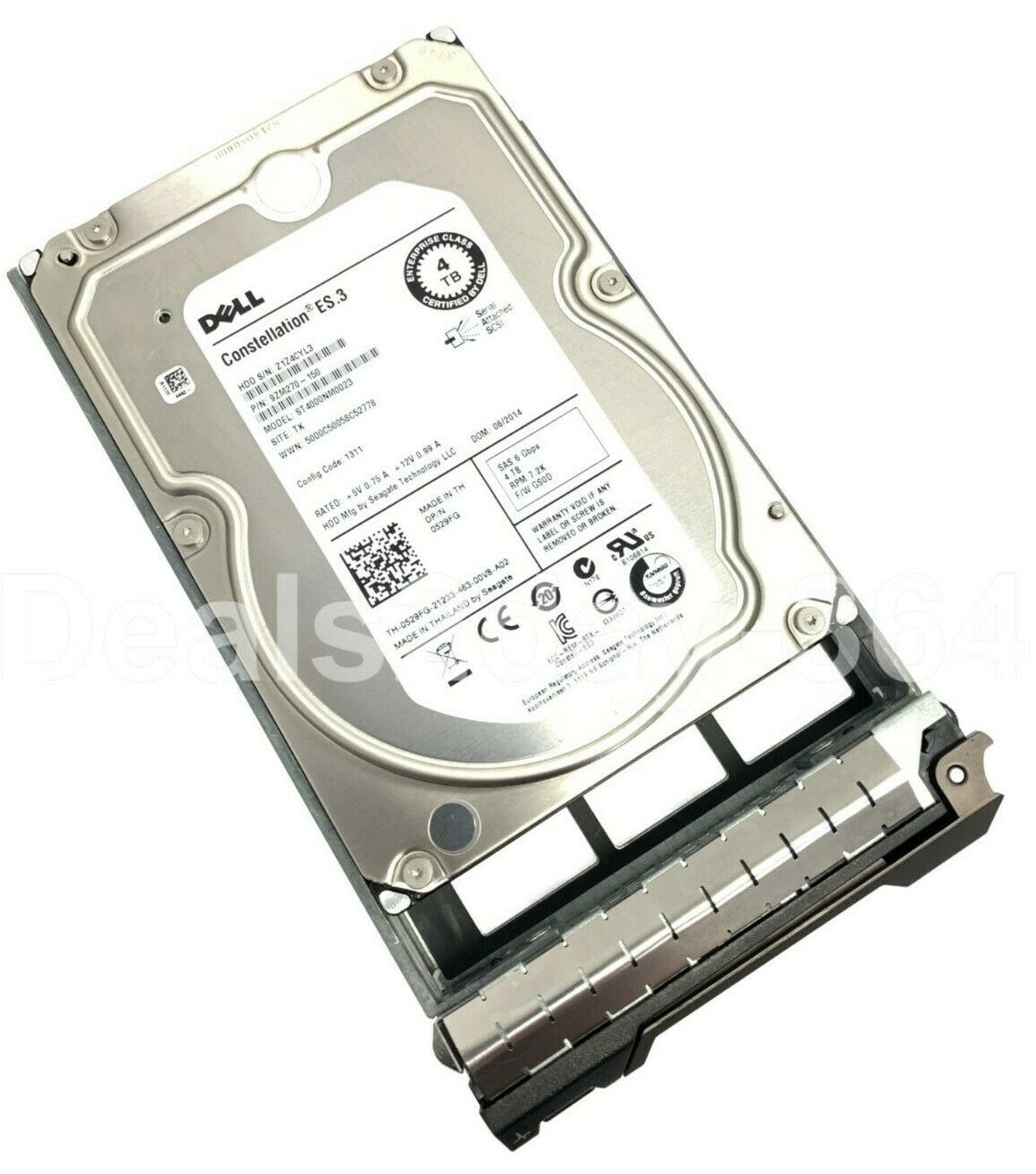 529FG 0529FG Dell 4TB 7.2K 6G 128MB Cache 3.5" SAS HDD Hard Drive ST4000NM0023