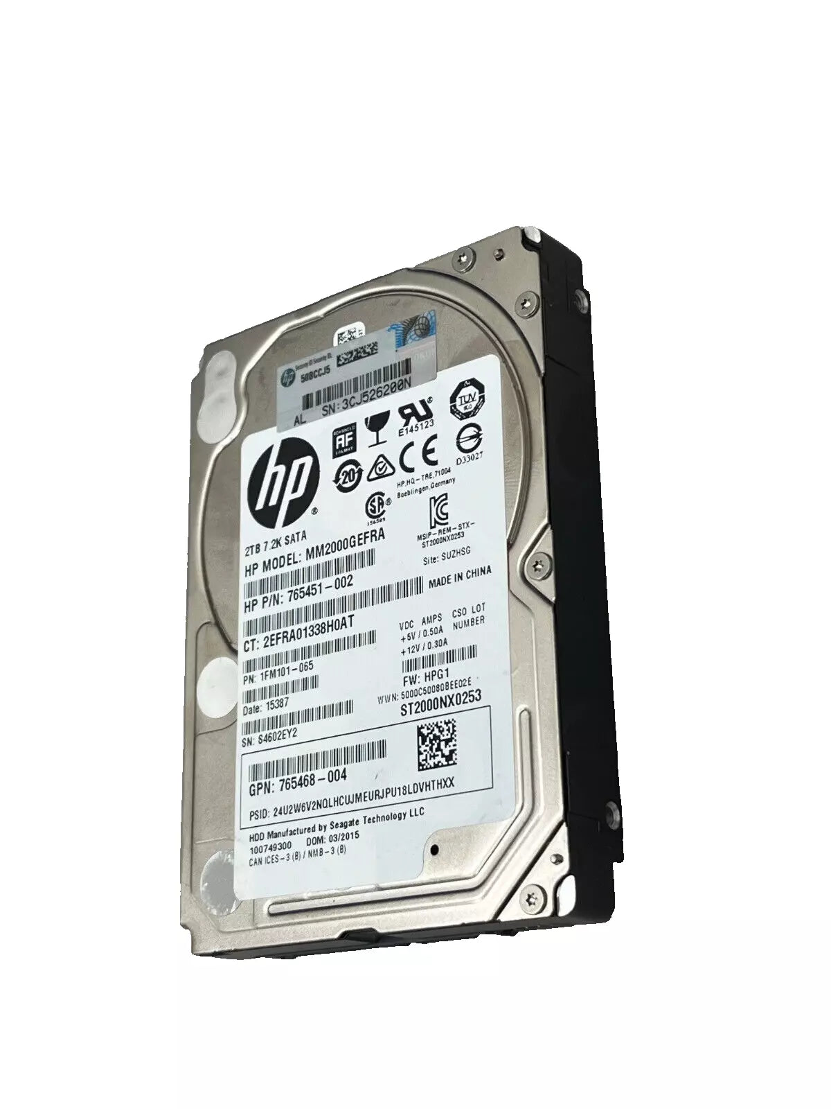 HP 2TB SATA HDD 2.5" 6G, 7.2K DRIVE 765468-004 MM2000GEFRA 765451-002 - aloinfousa.com