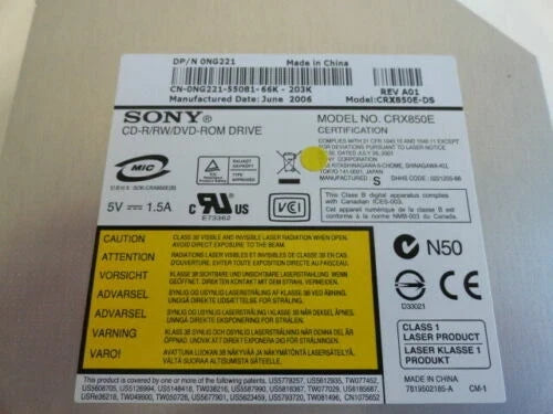 Sony Combo CRX850E-10 Slim 24x24x24x8 IDE 2MB Black CDR/ RW DVD ROM Drive