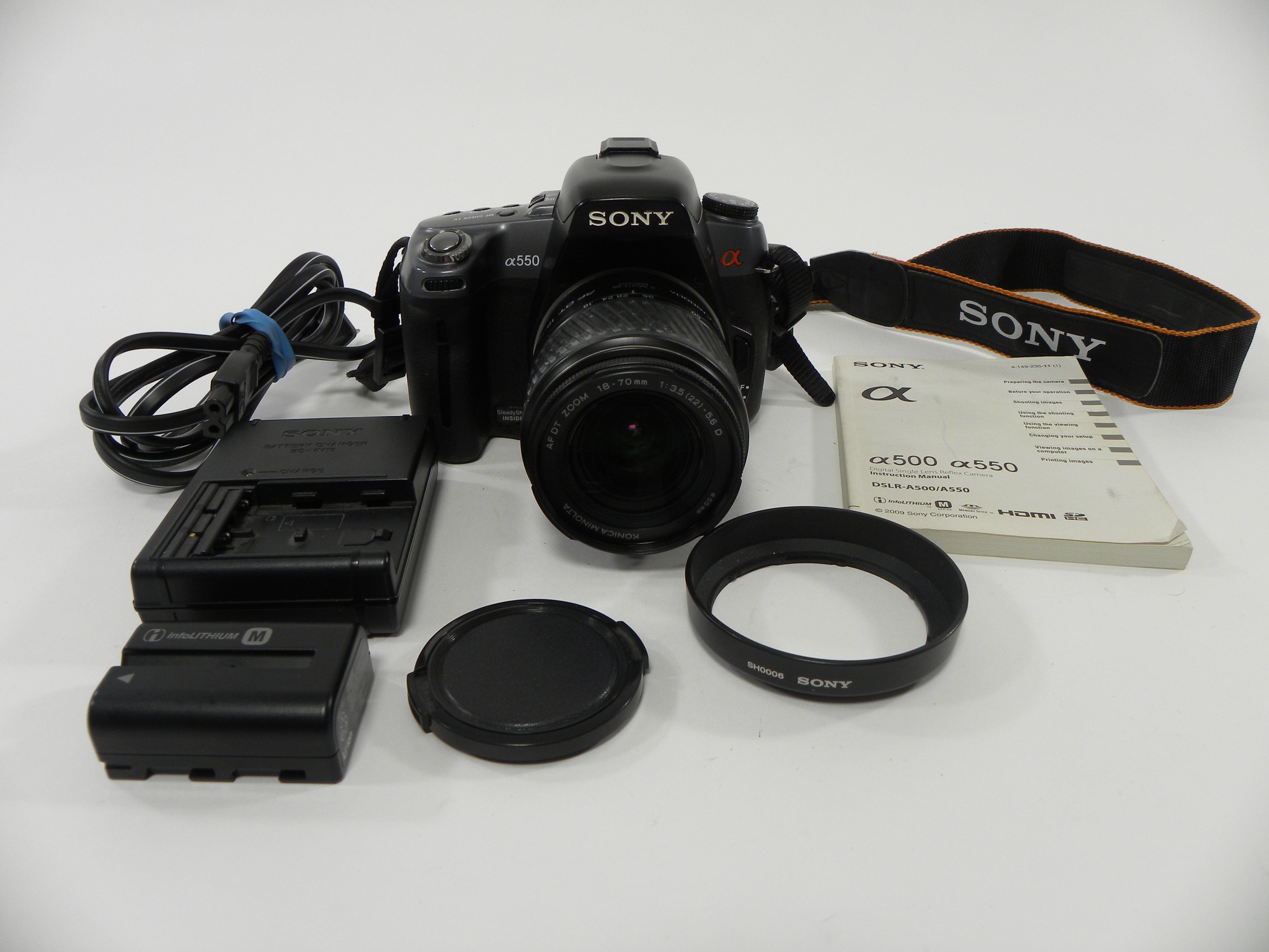 Sony a550 14mp Digital SLR w/Minolta AF DT Zoom 18-70 Shutter Ct. 29,943