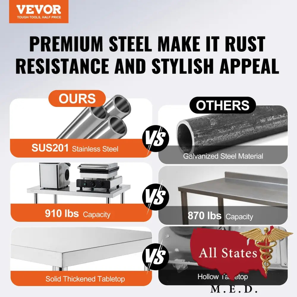 Stainless Steel Cart 30 x 60 x 38 Inch, with 4 Wheels