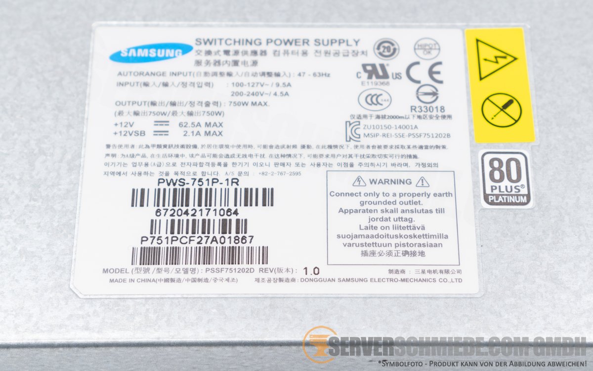 Supermicro 750W 80 Plus Platinum PSU Netzteil PWS-751P-1R CSE-819U