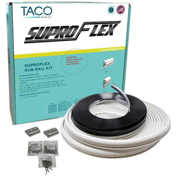 Taco Metals V11-9991WWK60-2 SuproFlex Rub Rail Kit, 1-5/8" x 7/8" Small, White, with Vinyl Overlay Insert