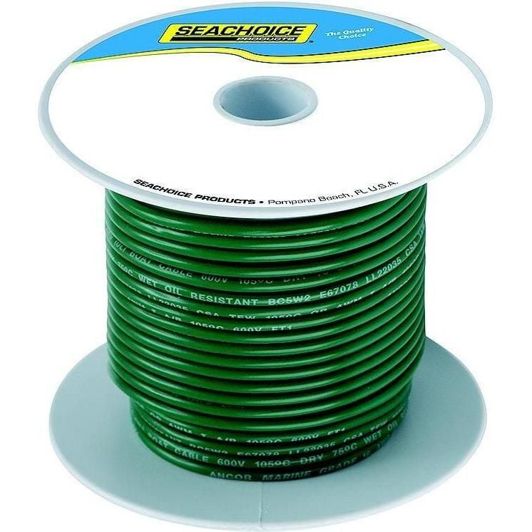 Seachoice 50-63128 Tinned Copper Marine Wire, 16 AWG, Green, 100'