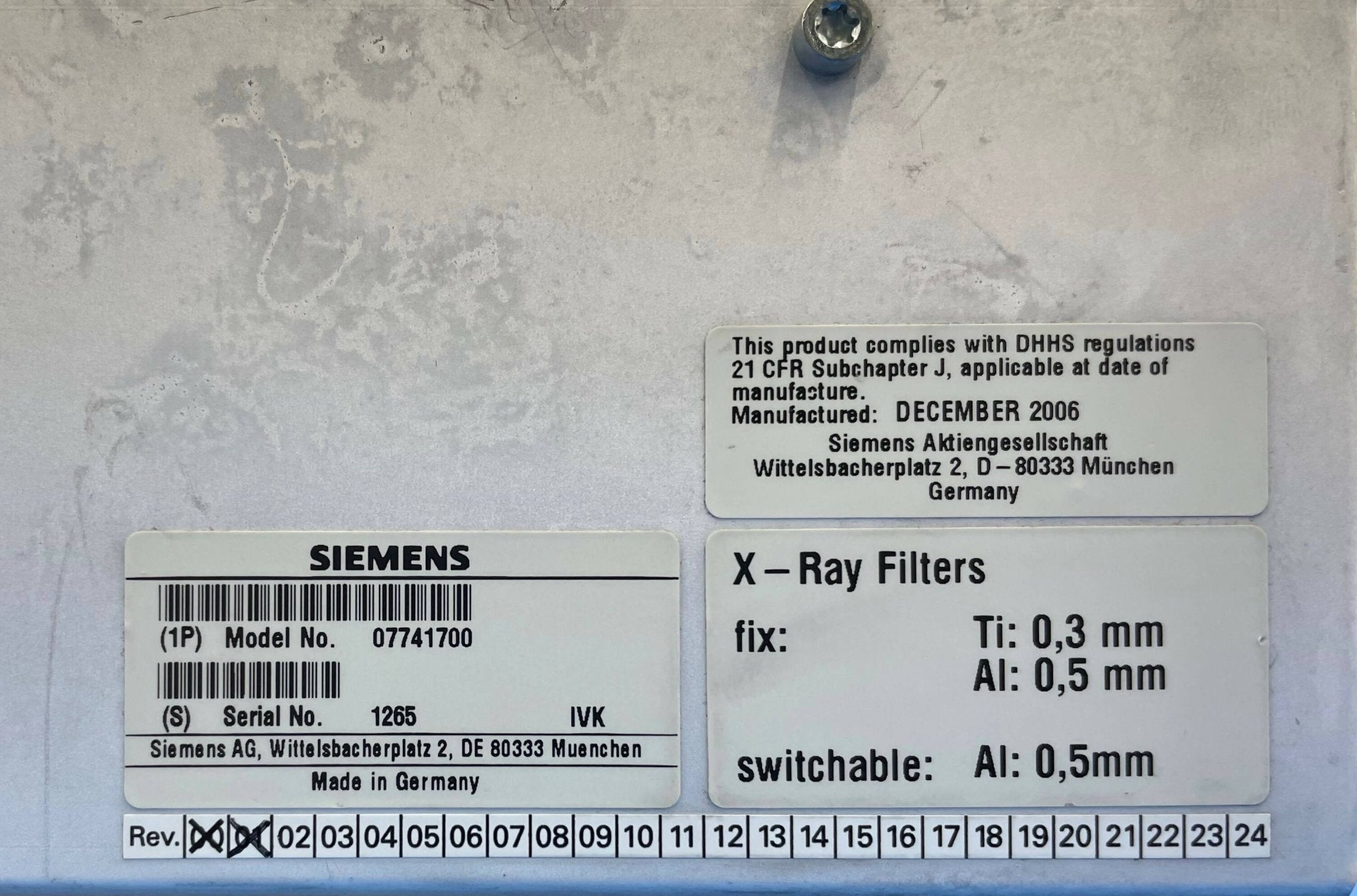 TUBE COLLIMATOR (07741700/7741700 SIEMENS