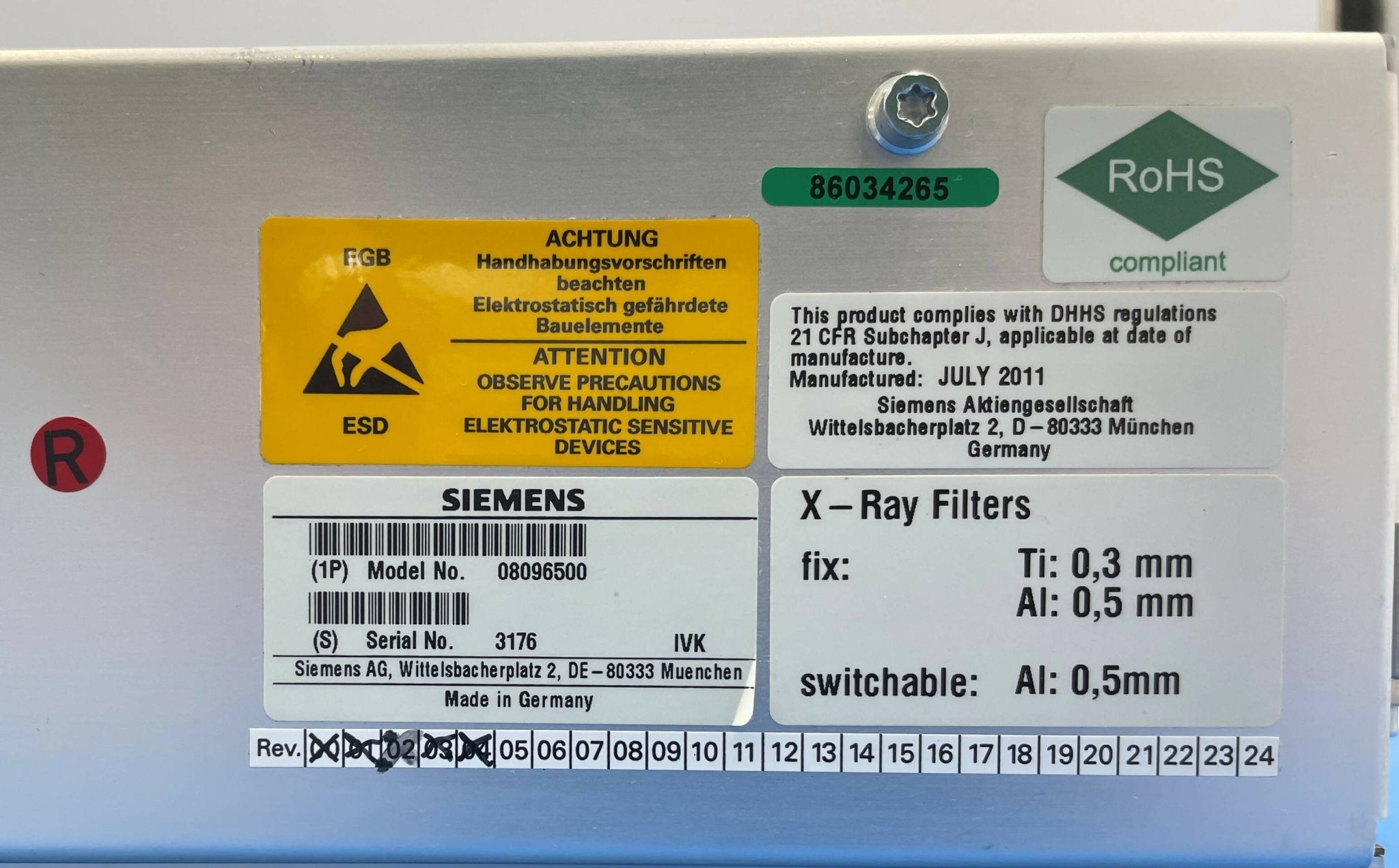 TUBE COLLIMATOR Z60 (8096500/8096617/8097540 SIEMENS