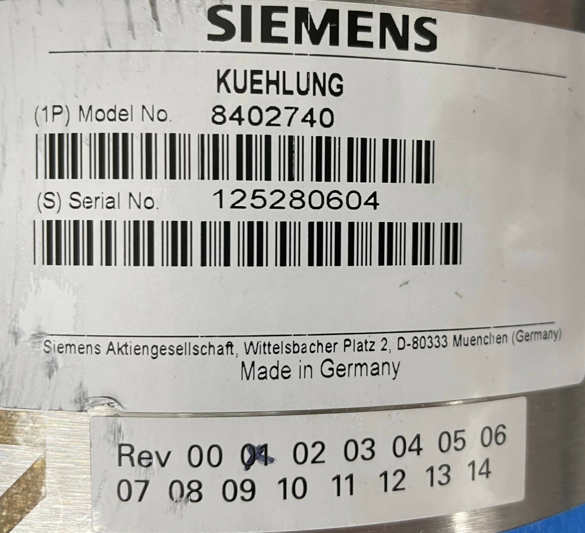 TUBE COOLING UNIT (8402740/0802740 SIEMENS