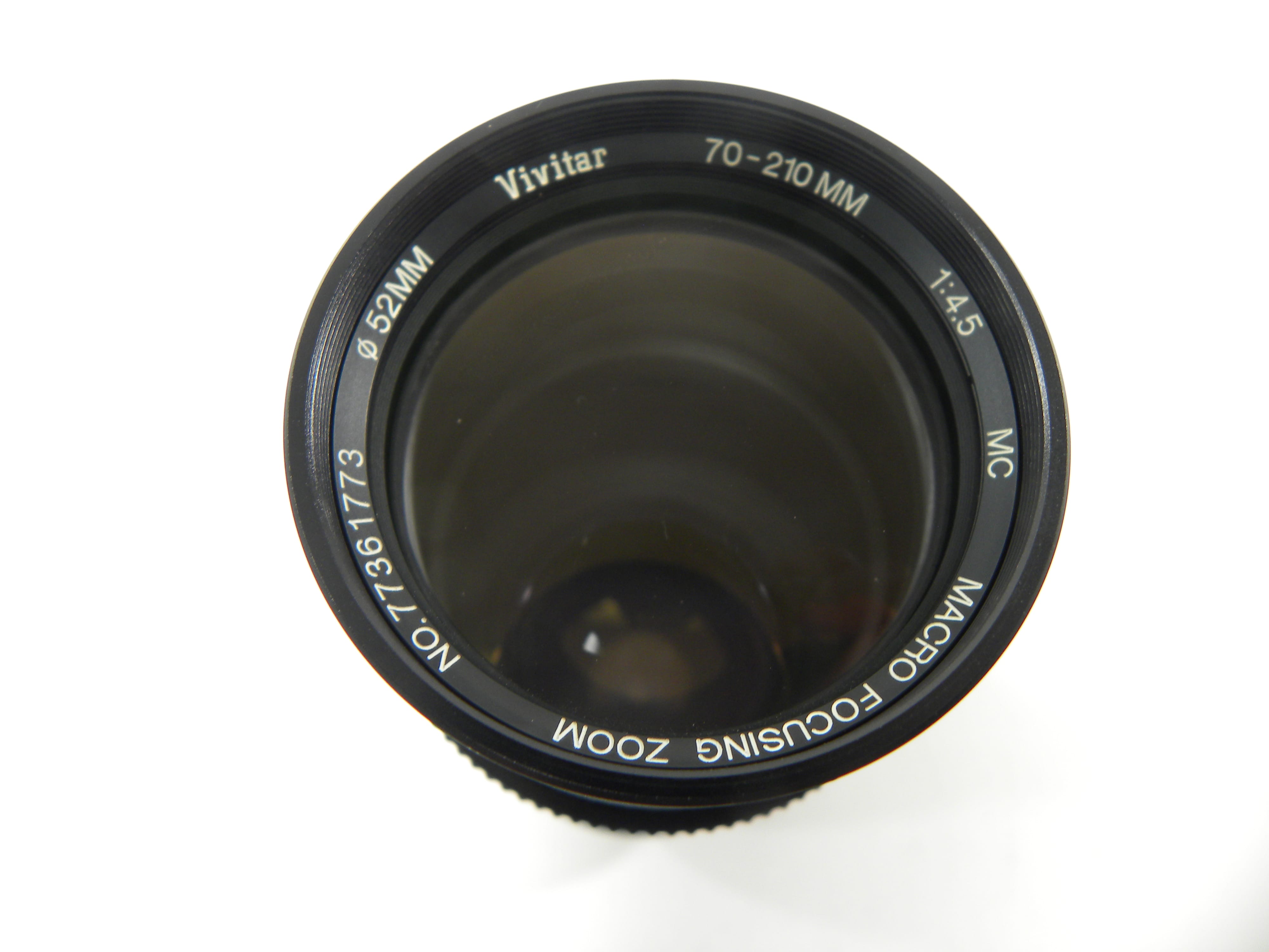 Vivitar 70-210mm f/4.5 MC Macro Minolta MD Mount Lens