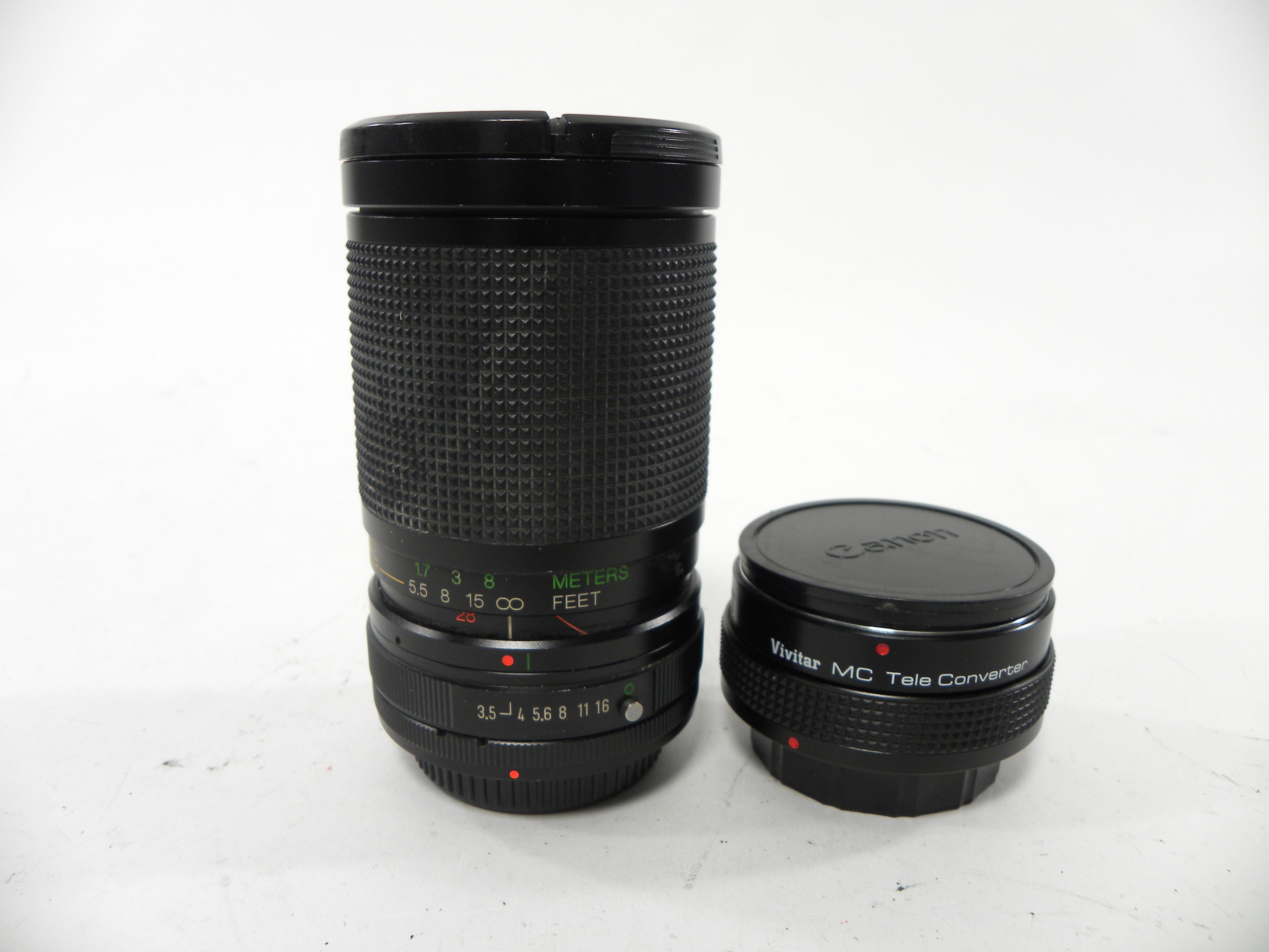 Vivitar MC 28-85mm f3.5-4.5 w/tele converter Canon Adapter