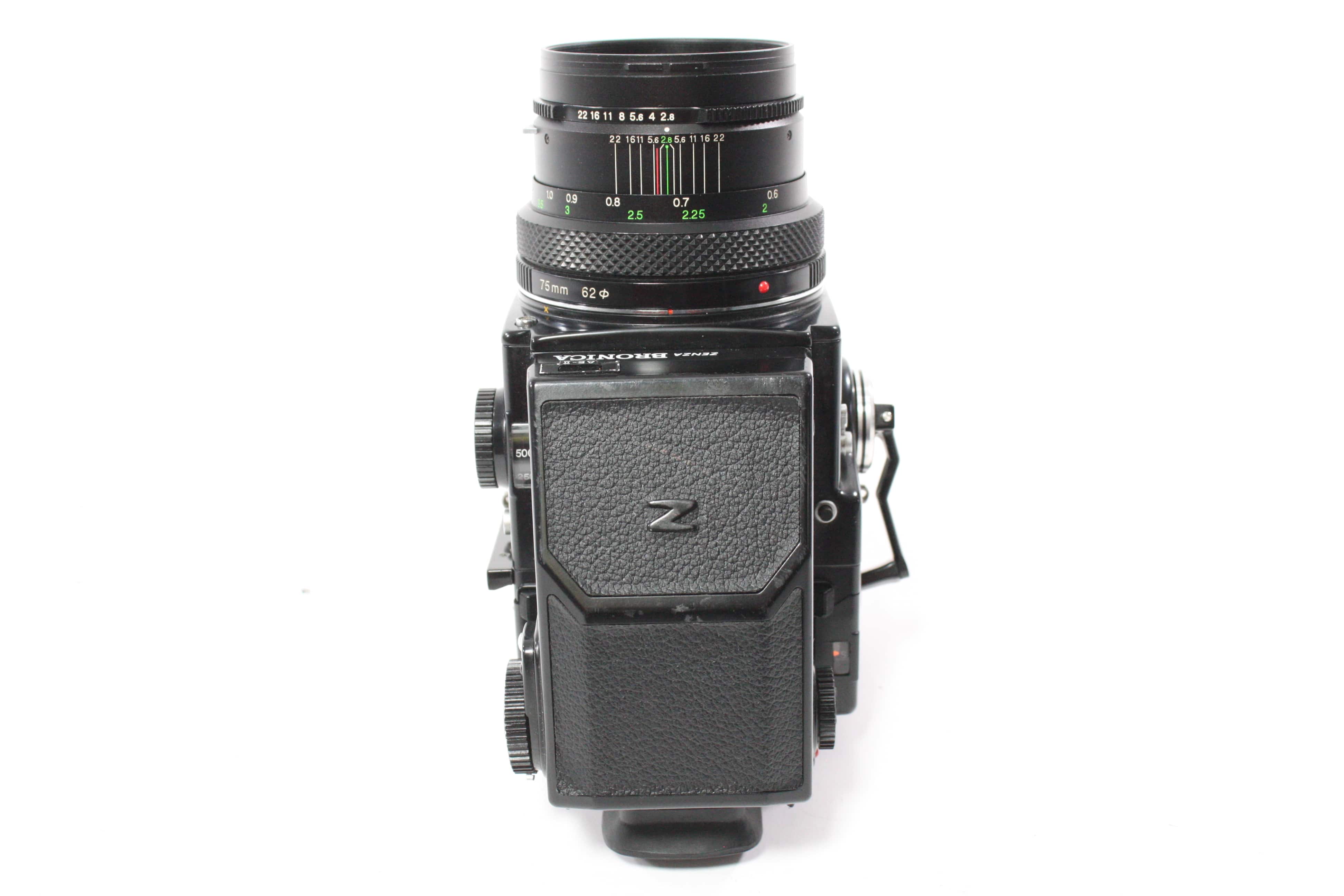 Zenza Bronica ETRS with Zenzanon EII 75mm f/2.8 Lens, 120 Film Back, and AE Prism
