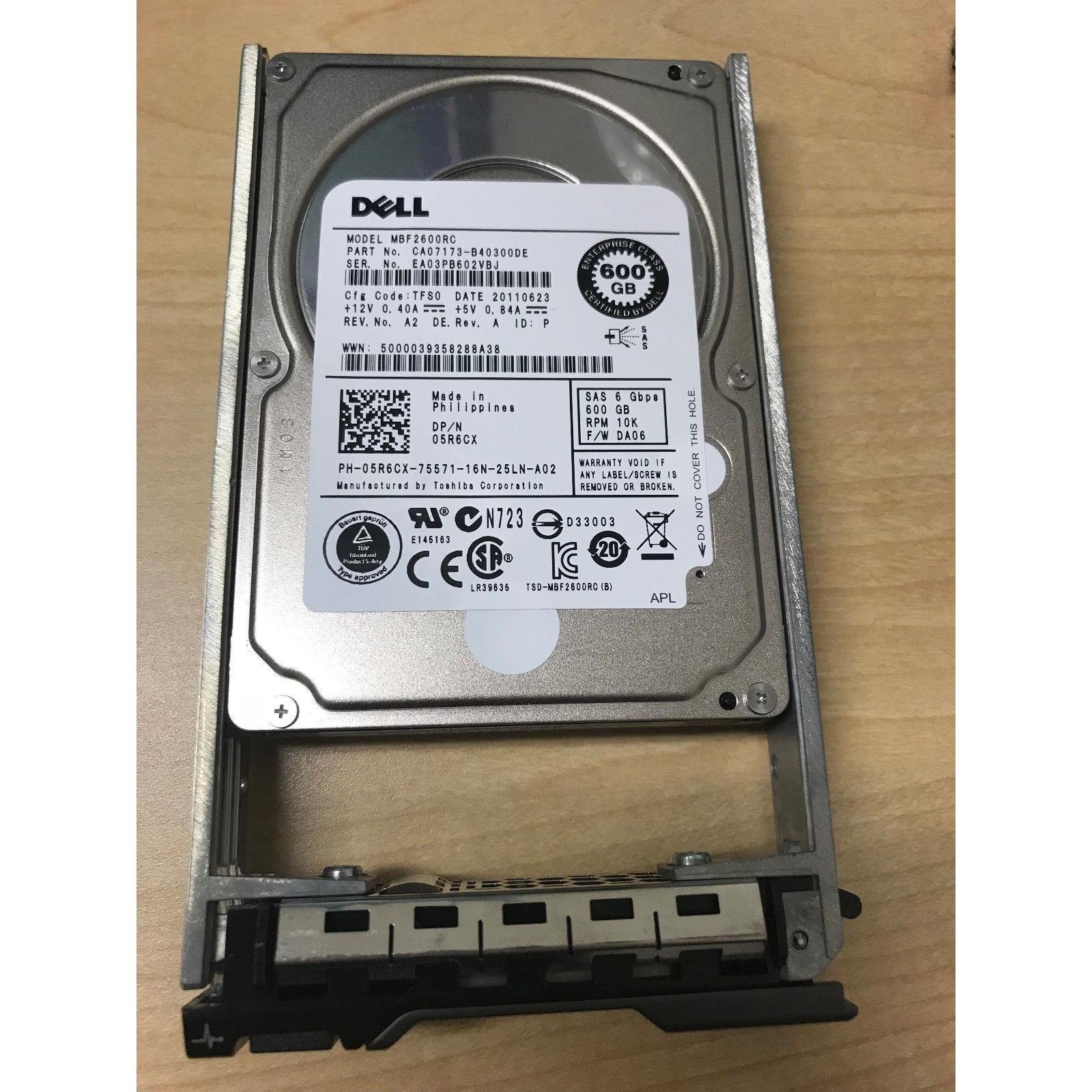 5R6CX DELL 600GB 10K 6GB SAS 2.5'' Hard Drive W/ R610 R810 T610 T620 R620 Tray 5712505321638 - AloinfoUSA