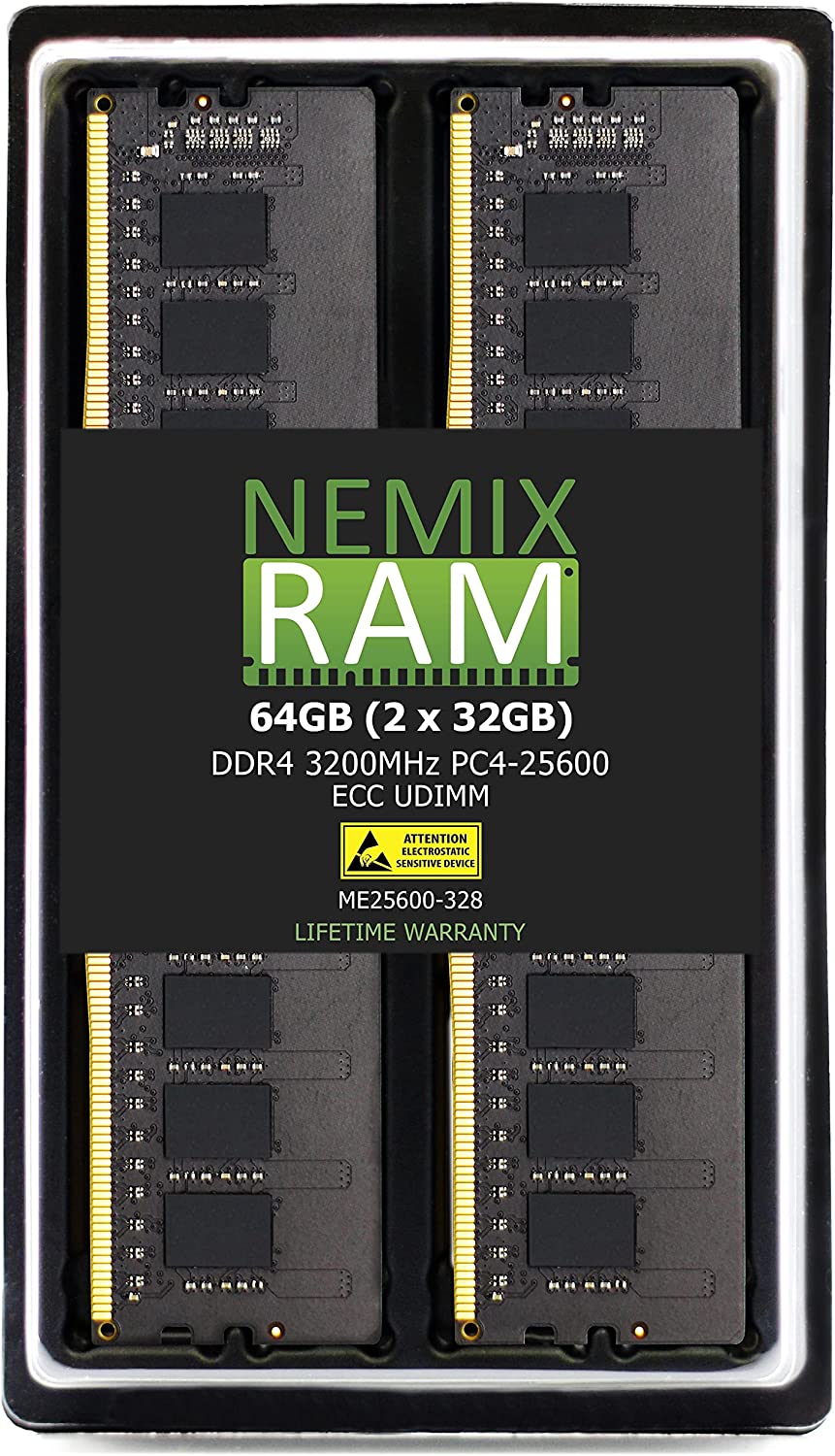 memory NEMIX RAM 64GB 2x32GB DDR4-3200 PC4-25600 2Rx8 ECC Unbuffered Memory - AloTechInfoUSA