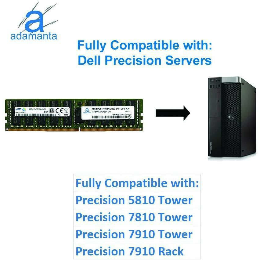 Adamanta 16GB (1x16GB) Server Memory Upgrade Compatible for Dell Poweredge, Dell Precision & HP Proliant Servers DDR4 2133MHz PC4-17000 ECC Registered Chip 2Rx4 CL15 1.2V DRAM RAM - AloinfoUSA