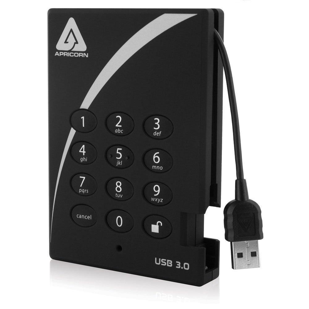 Apricorn Aegis Padlock 1 TB USB 3.0 256-bit AES XTS Hardware Encrypted Portable External Hard Drive (A25-3PL256-1000) - AloinfoUSA