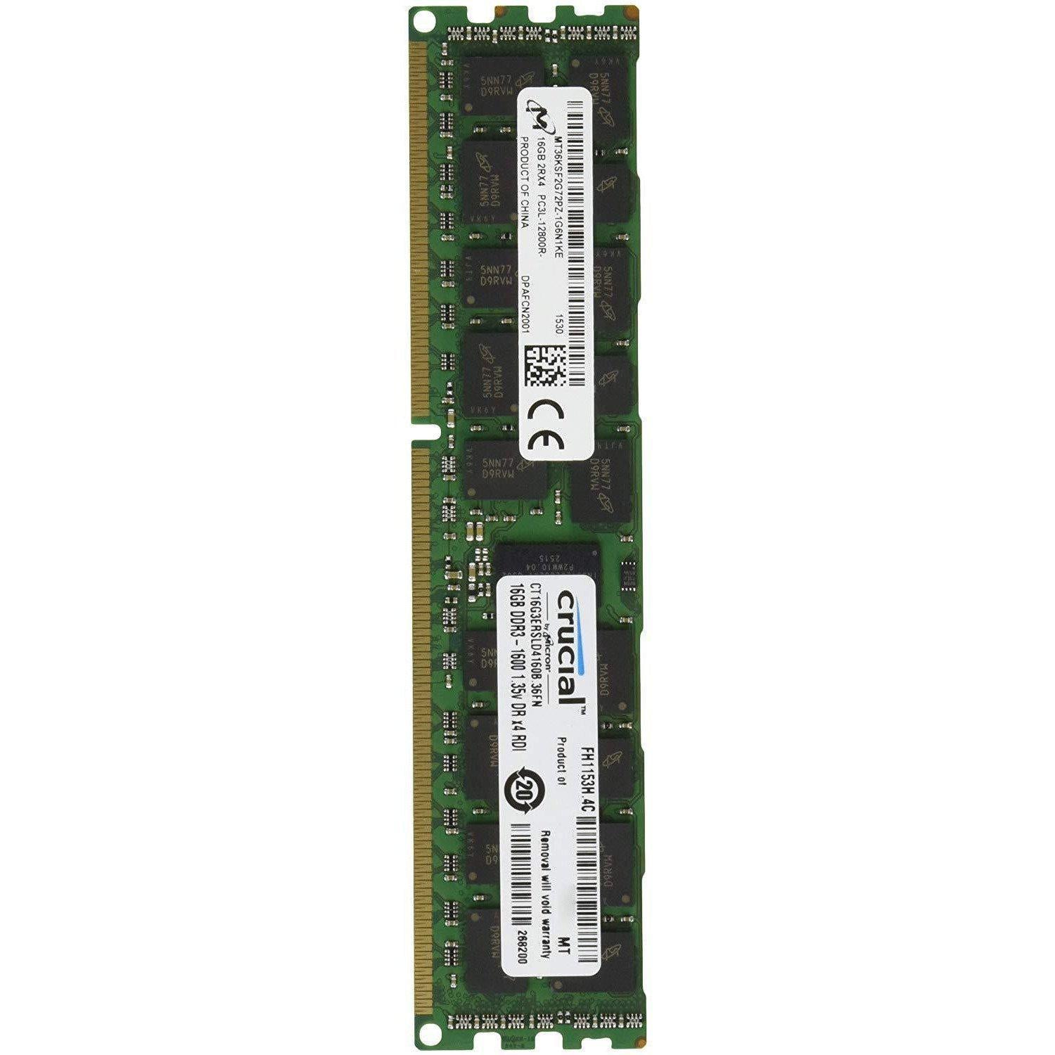 Crucial 16GB Single DDR3L 1600 MT/s (PC3-12800) DR x4 RDIMM 240-Pin Server Memory CT16G3ERSLD4160B - AloinfoUSA