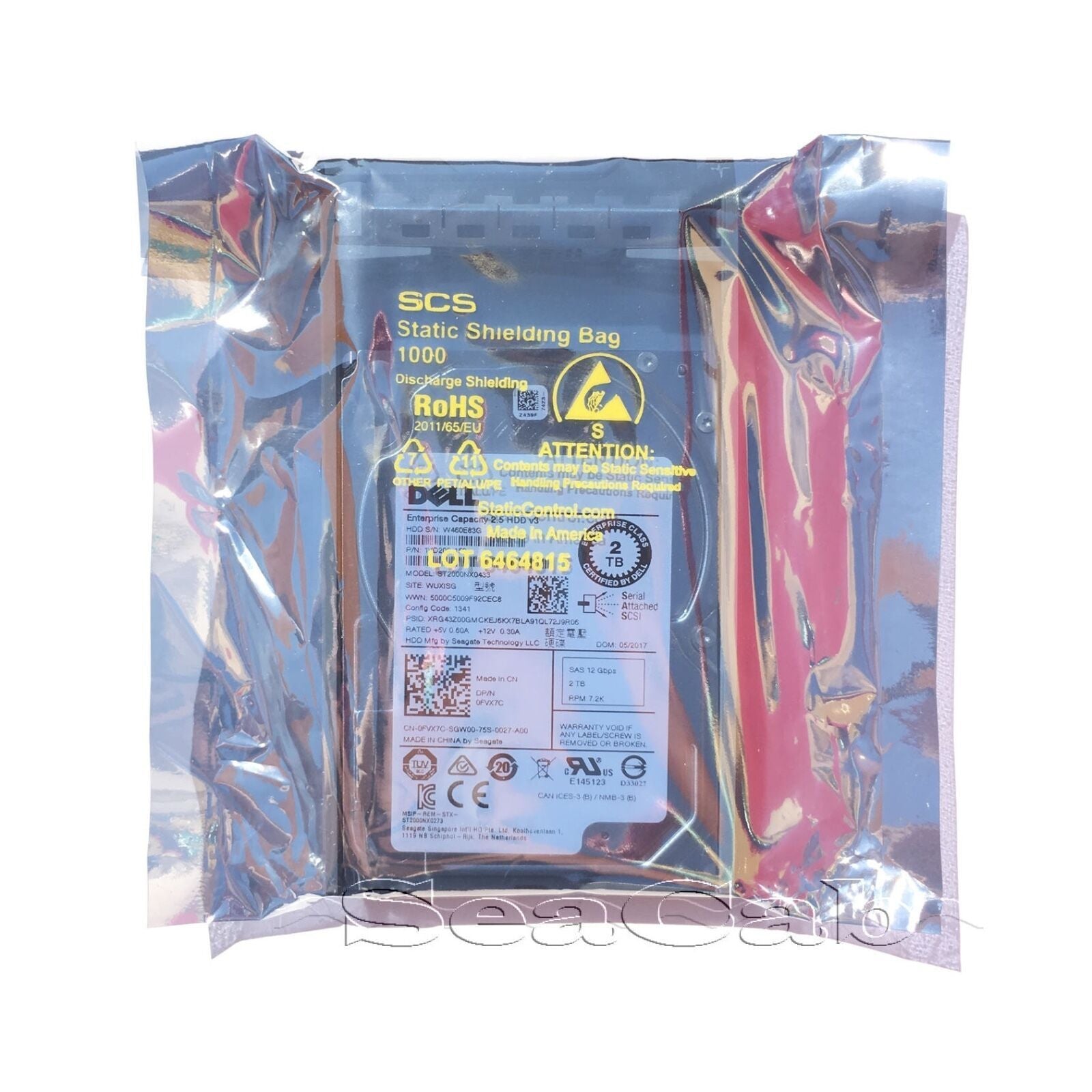 Dell 2TB 7.2K SAS 2.5 12Gbps Drive for R320 R420 R520 R620 R720 R820 R910 T710 616639025200 - AloinfoUSA