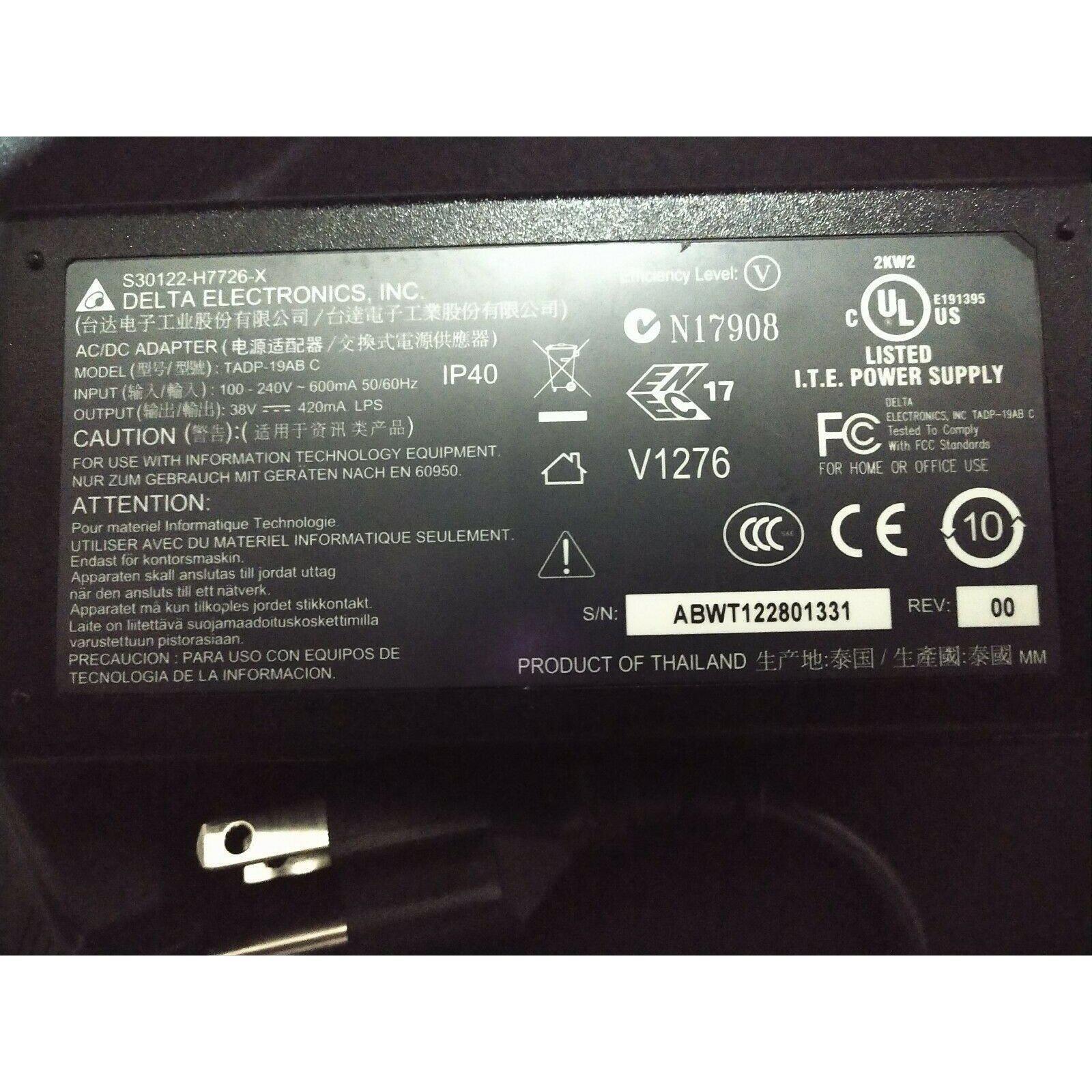 Delta Electronics S30122-H7726-X AC/DC Adapter Model TADP-19AB C with power cord - AloinfoUSA