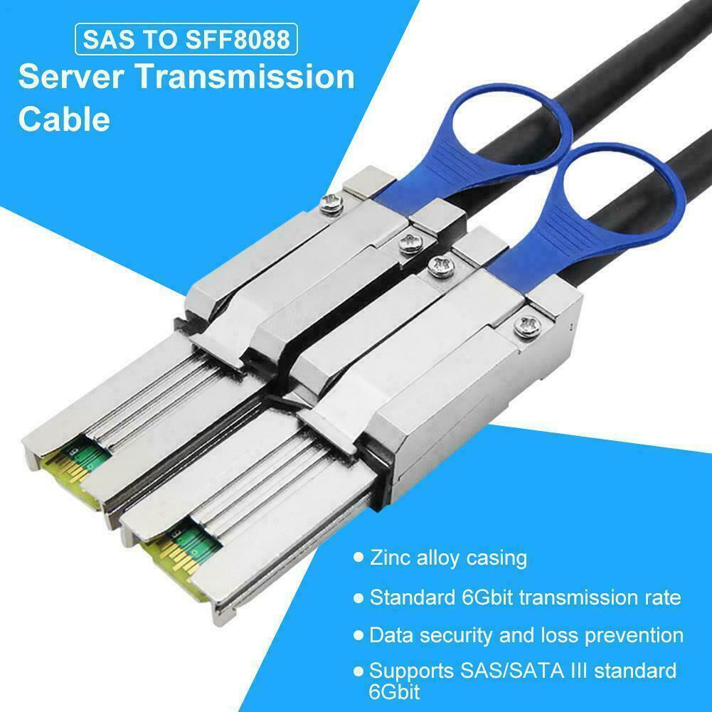 External Multila Mini SAS SFF-8088 to SFF-8088 Cable Mini SAS 26P 3FT 1M 713243025142 - AloinfoUSA