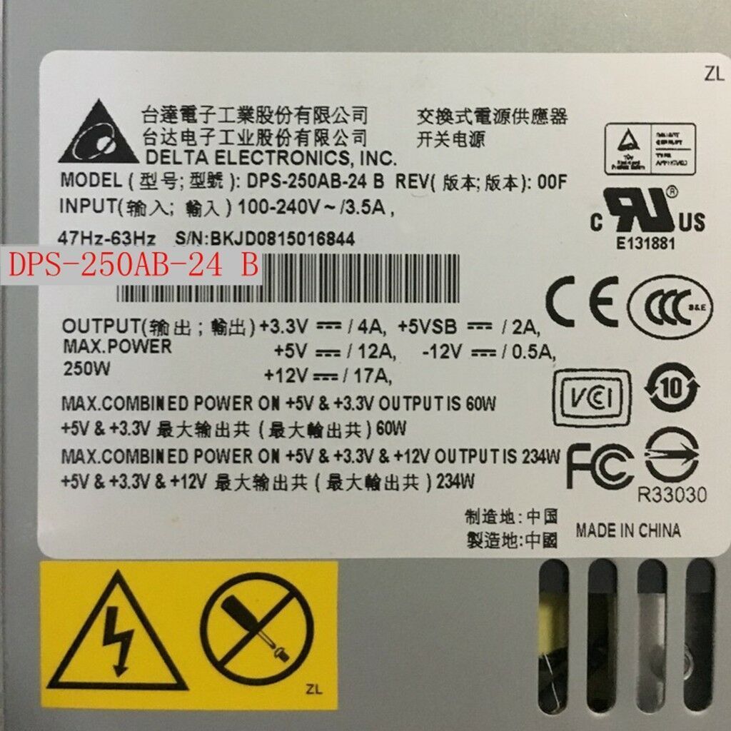 Fonte Delta DPS-250AB-24 B 100-240V 3.5A 47-63HZ 250W power supply - AloinfoUSA