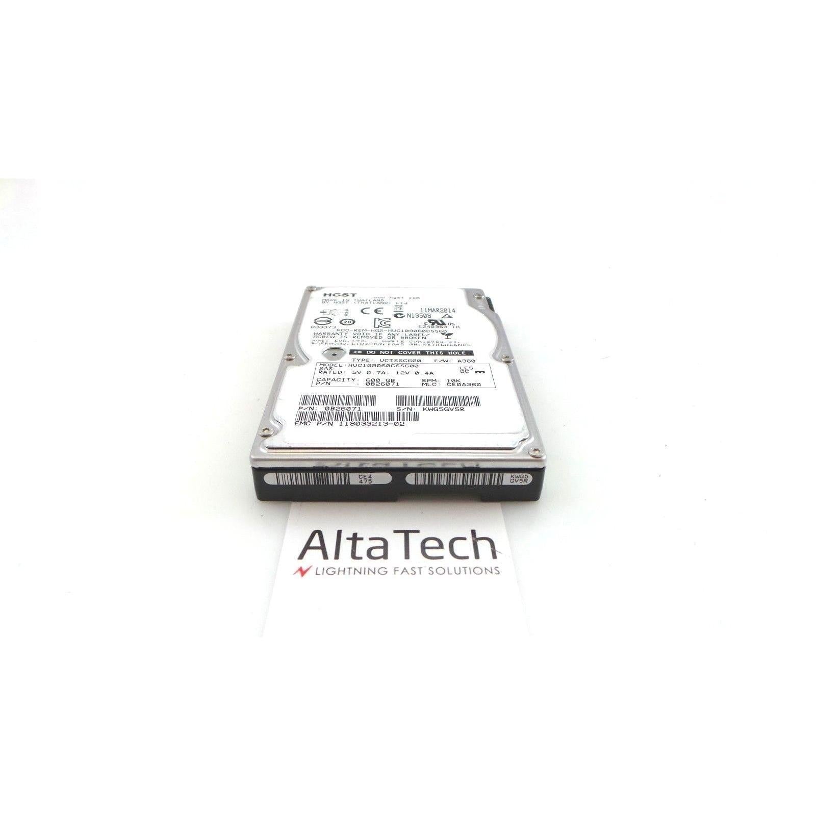 Hitachi 0B26071 HGST EMC VNX 600GB 10K SAS 2.5" 6G HDD 005050344 - AloinfoUSA