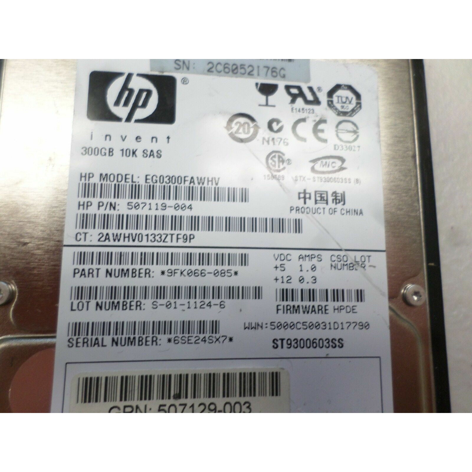 HP 507119-004 EGO300FAWHV 300GB 10K 2.5IN 6G SAS HDD, 507284-001 G6/G7 - AloinfoUSA